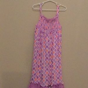 A purple orange and white casual dress